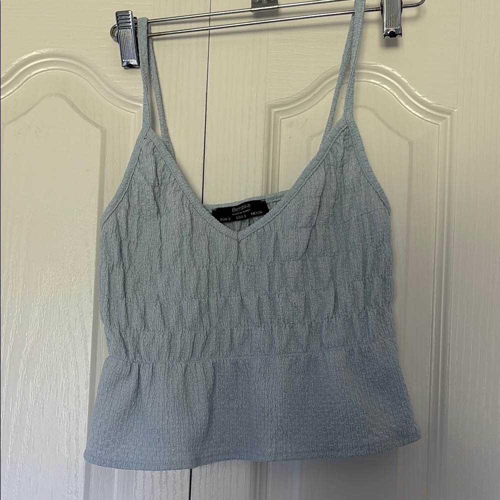 Bershka Blue Smocked Fitted Camisole